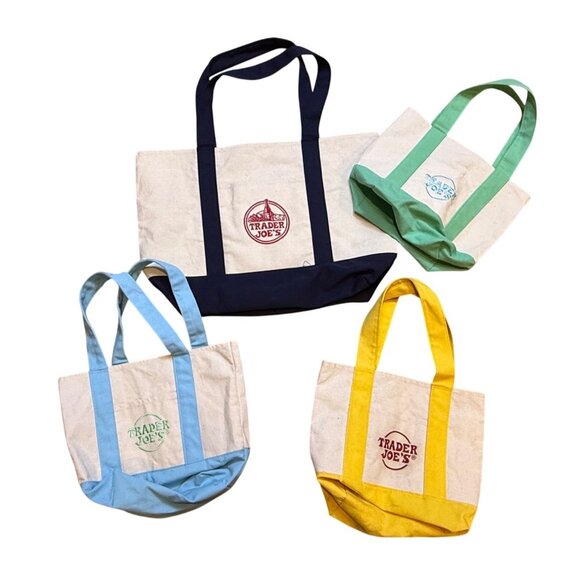 Trader Joes Canvas Tote Bags Lot 4 - Picture 2 of 9